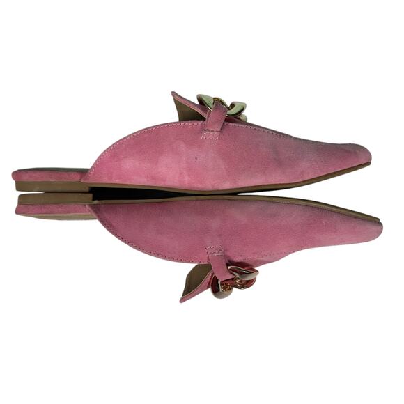 Steve Madden Chunky Gold Chain Pointed Toe Mule Barbie Pink Suede Size 6.5 - Picture 10 of 16